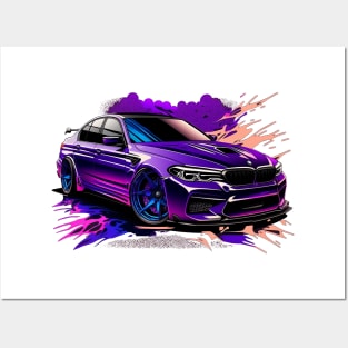 Purple sports car Posters and Art